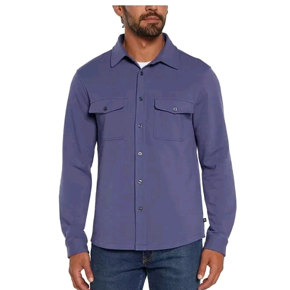 Gap Men's Blue Button-Up Shirt with Chest Pockets